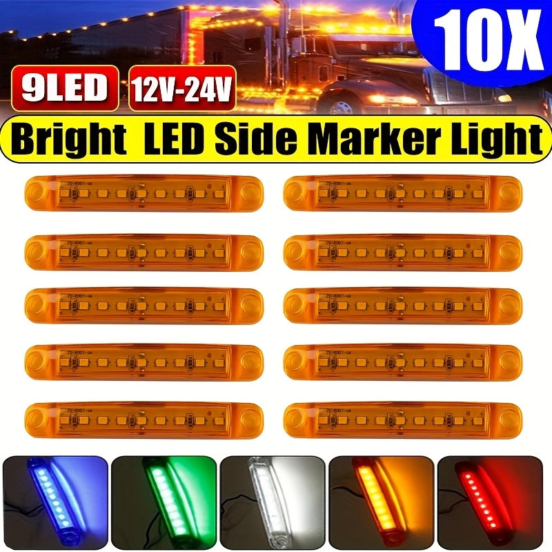 10 Pack LED Side Marker Lights Durable PC Multi-Color for Trucks and RVs