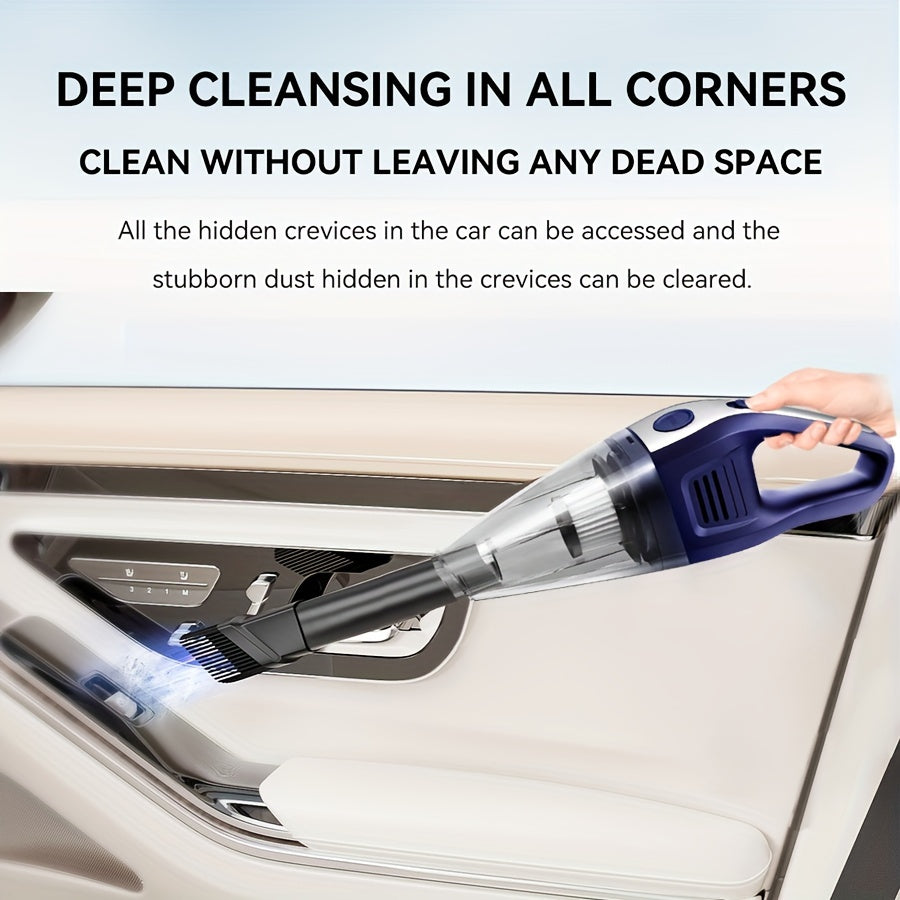 Compact Rechargeable Vacuum Cleaner with Multiple Attachments for Car and Home