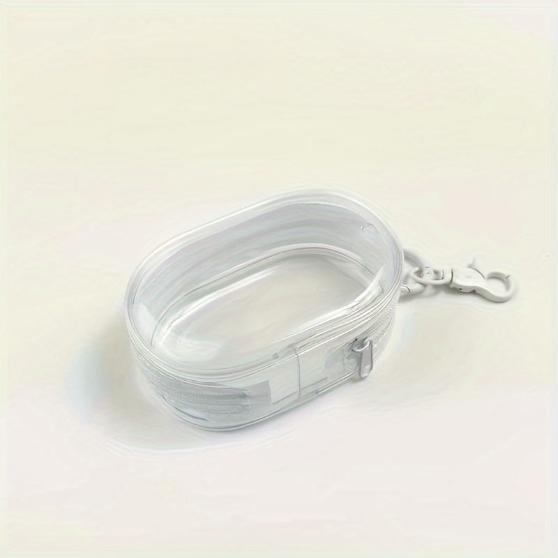 Quloqchinlar va zaryadlash kabellari uchun portativ saqlash qutisi, kalit zanjiri bilan, sayohat aksessuar sumkasi (6.5 sm x 3.61 sm).