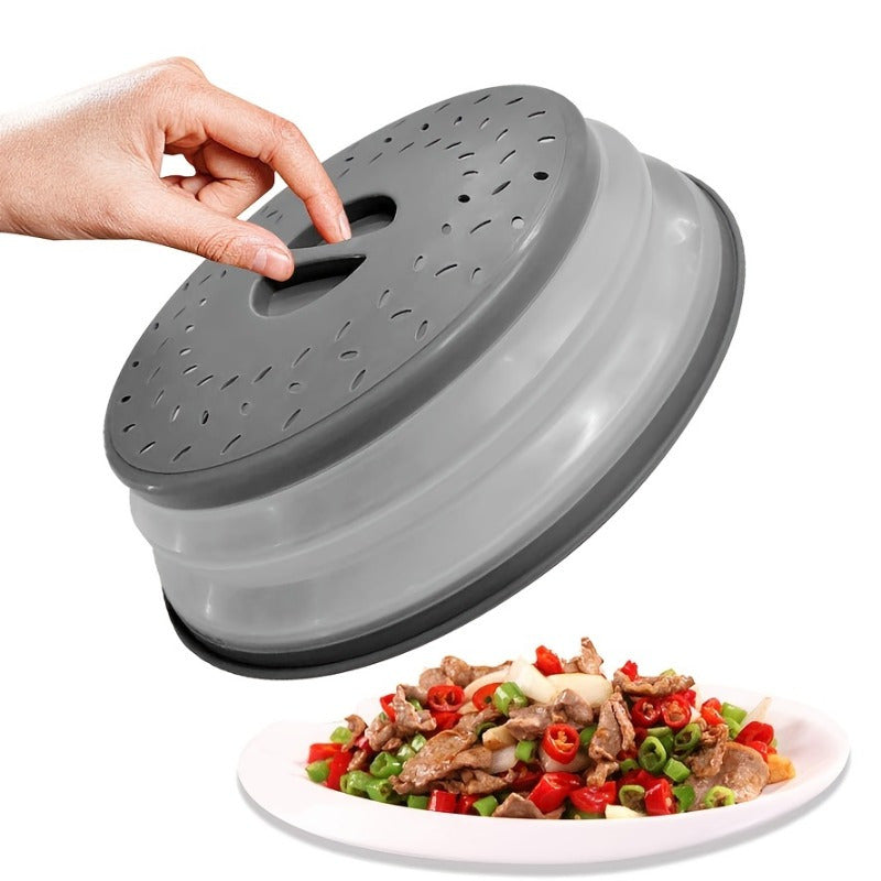Round BPA-Free Polycarbonate Microwave Food Cover with Steam Vent and Handle 26.67 cm for Fruits Vegetables Leftovers