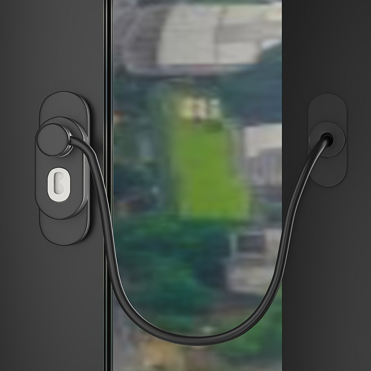 Wire Rope Window Lock with Metal Base and ABS Cover, Punch Installation, Includes Screws and Key