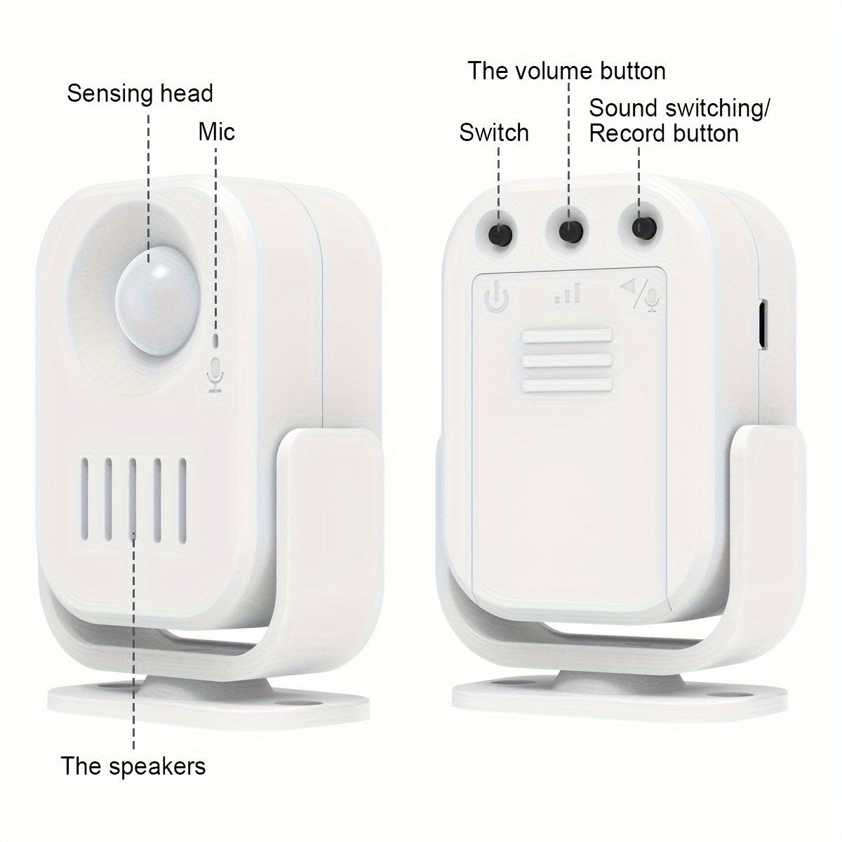 Wireless Infrared Sensor Doorbell with Voice Alert and DIY Recordable Welcome System