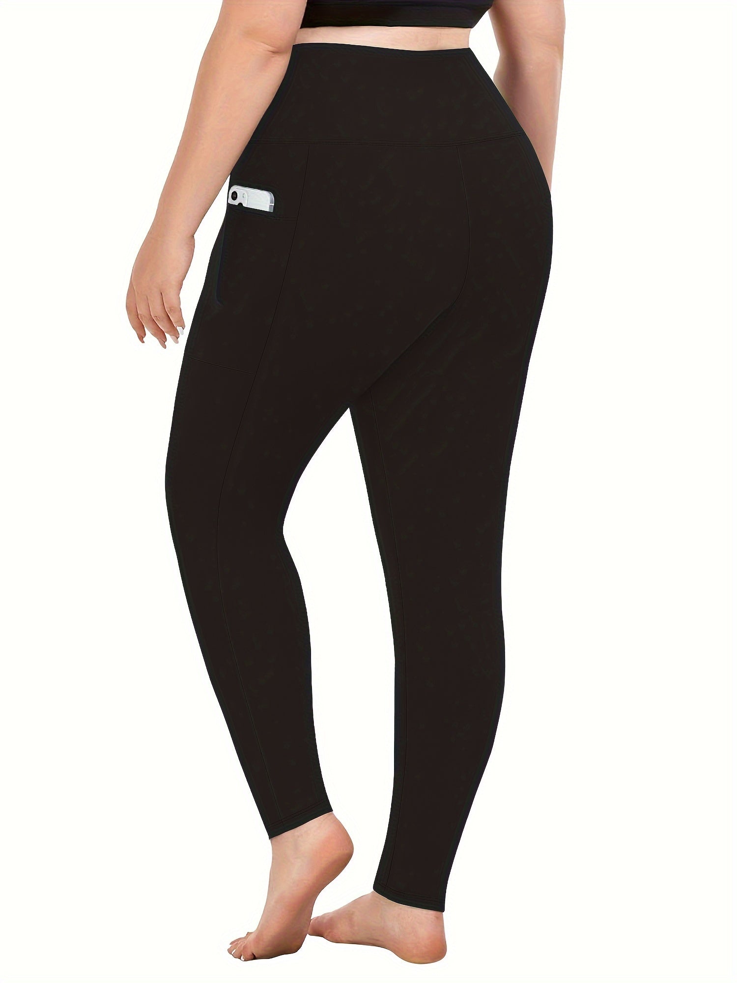 Plus Size Women's Solid Stretch Skinny Leggings High Waist Casual