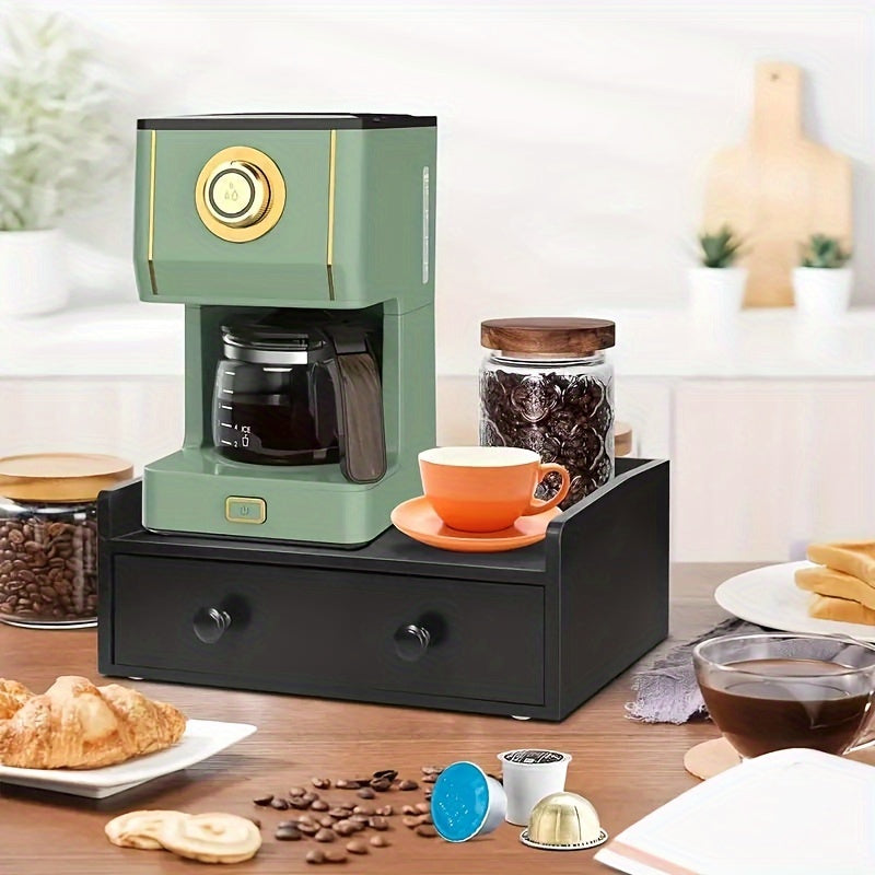 Rustic Wood Coffee Station Organizer with Drawer and K Cup Holder