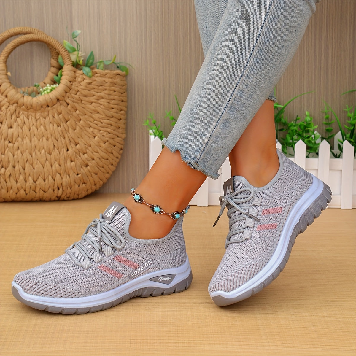 Women’s Casual White Sneakers Breathable Comfort Flat Sole