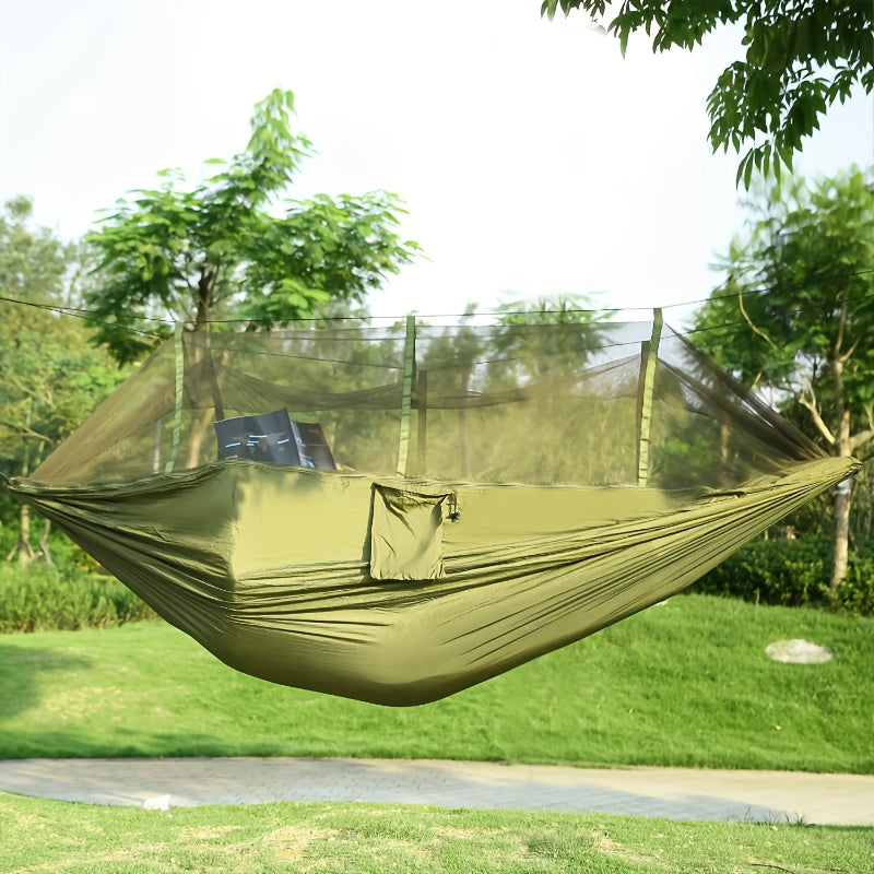 2-Person Camping Hammock with Mosquito Net Durable Nylon 272KG Capacity Outdoor Swing Rope