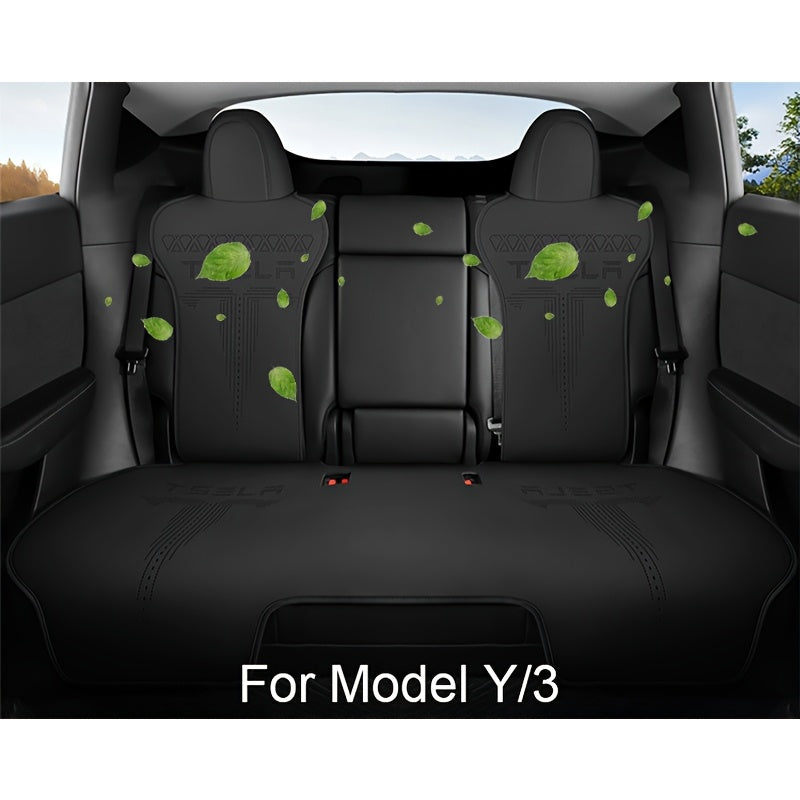 5 Seats Nappa Leather Car Seat Cover for Tesla Model Y/3 Breathable Front Rear Cushions