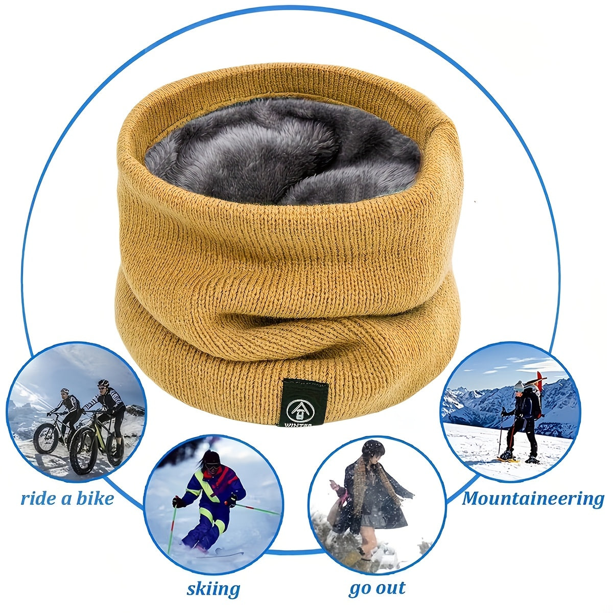 Men's Warm Velour Scarf and Face Shield Cold-Proof Neck Gaiter Winter Accessory