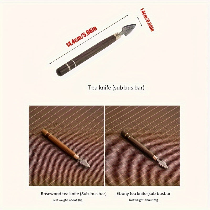 Handmade Damascus Steel Tea Knife Set with Wooden Tea Tools for Matcha and Pu-erh