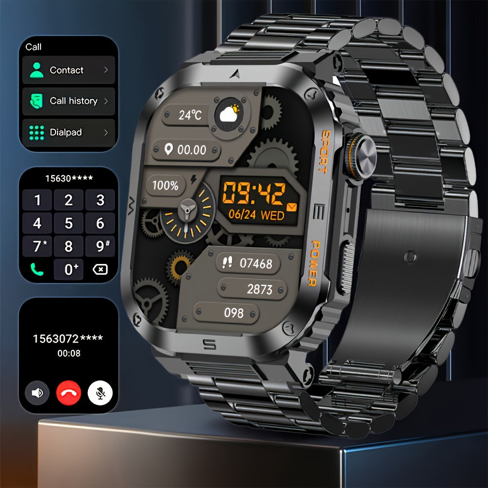 DAORKOW Erkaklar uchun Aqlli Soat, 5.11 sm IPS Ekran, 100+ Sport Rejimlari, Suvga chidamli, Faoliyat Kuzatuvchi, Simsiz Qo'ng'iroq, USB Zaryadlash, 400mAh Batareya, Silikon Kamar, 8868 Chip, 240P