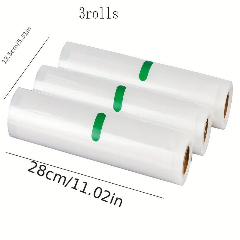 Pack of 3 Vacuum Sealer Rolls for Food Storage Reusable Plastic Bags for Fruits Veggies Meat
