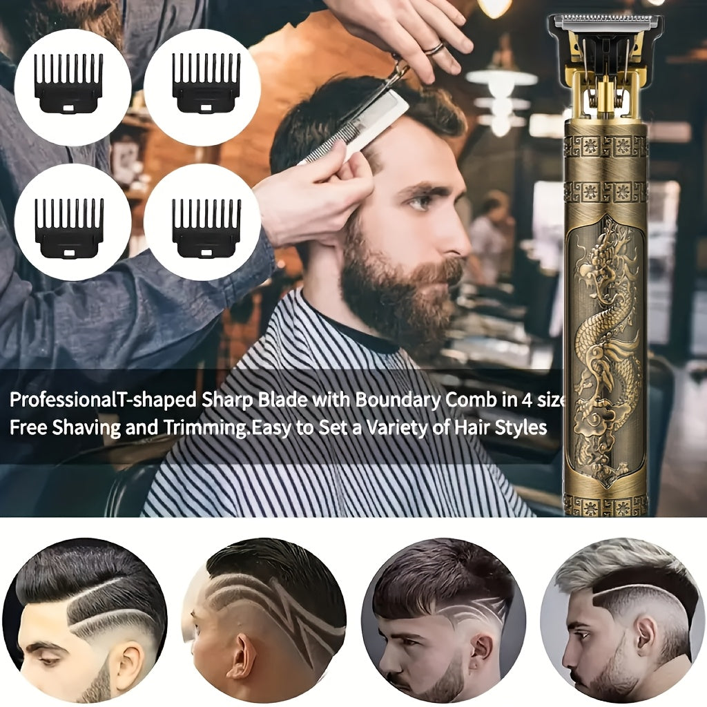 Men's Cordless Hair Clippers with USB Rechargeable Lithium Battery and 4 Guide Combs