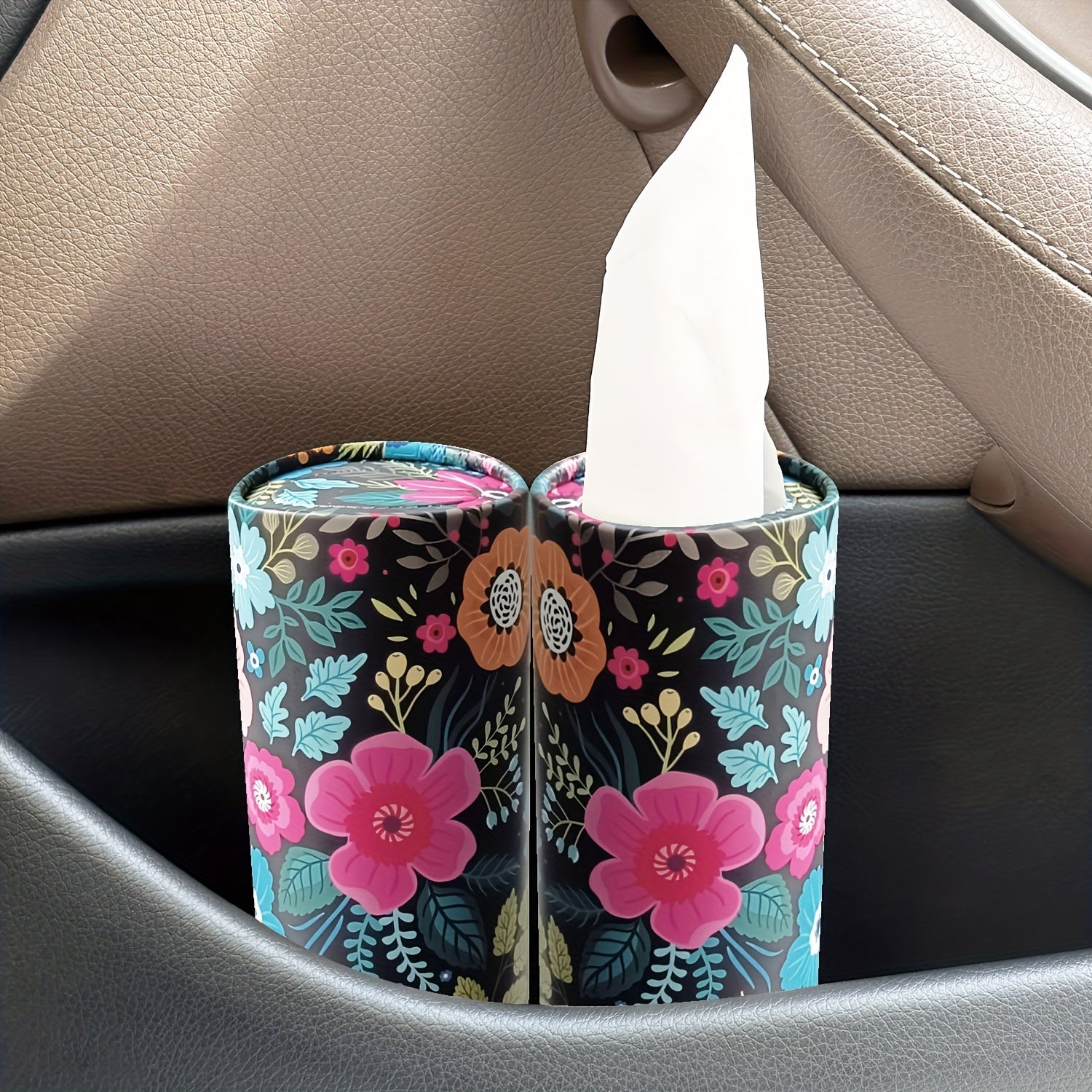 Pink Flower Car Tissue Box for Ladies with Facial Tissues
