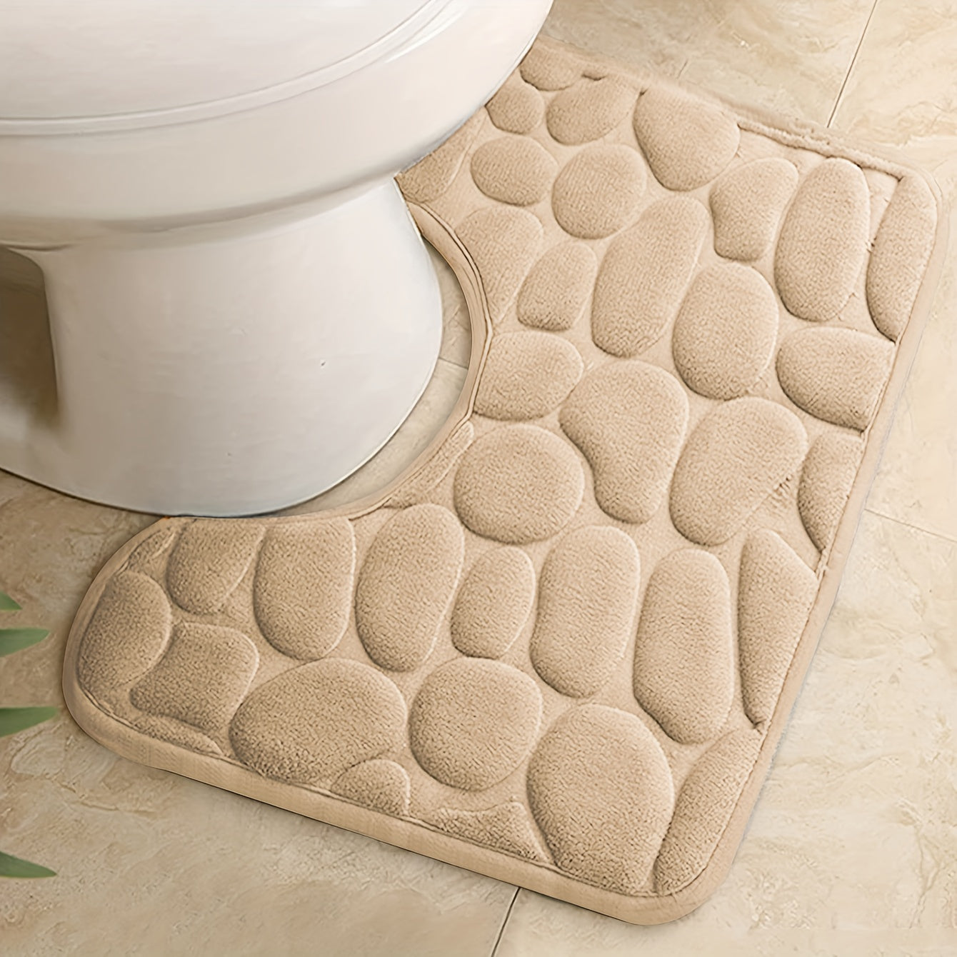 Alfombra de baño en forma de U de espuma viscoelástica gris para comodidad y seguridad en la ducha