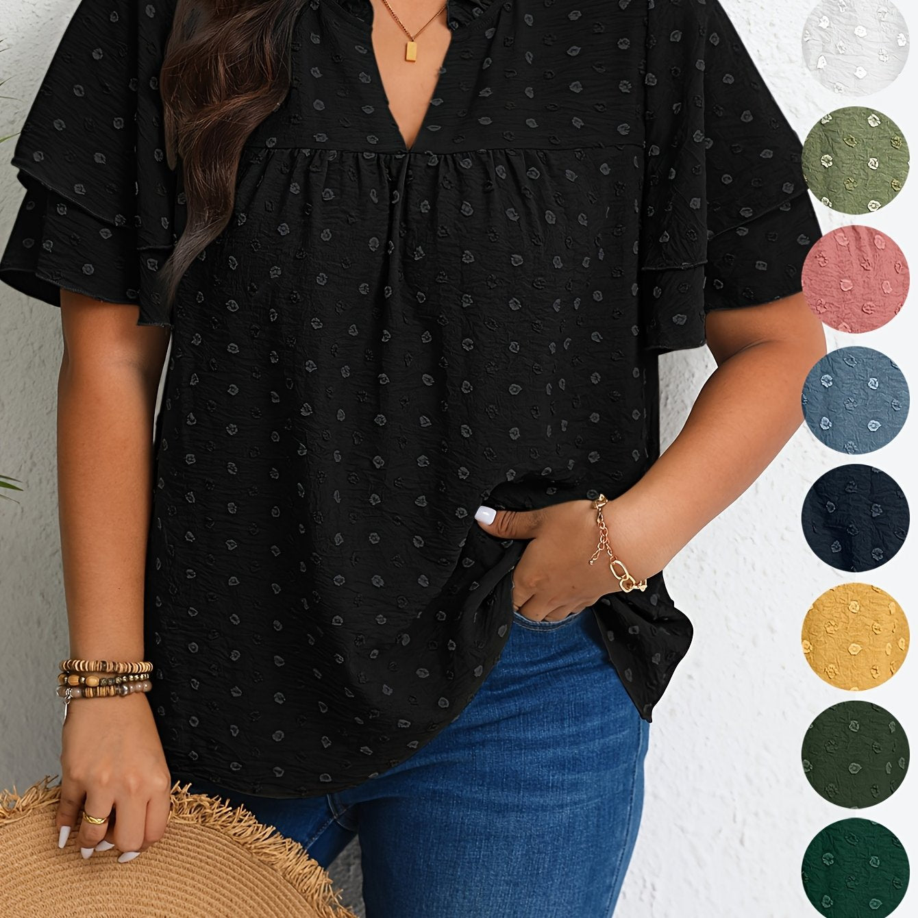 Plus Size Women's Casual Shirt Forest Green Size 1X