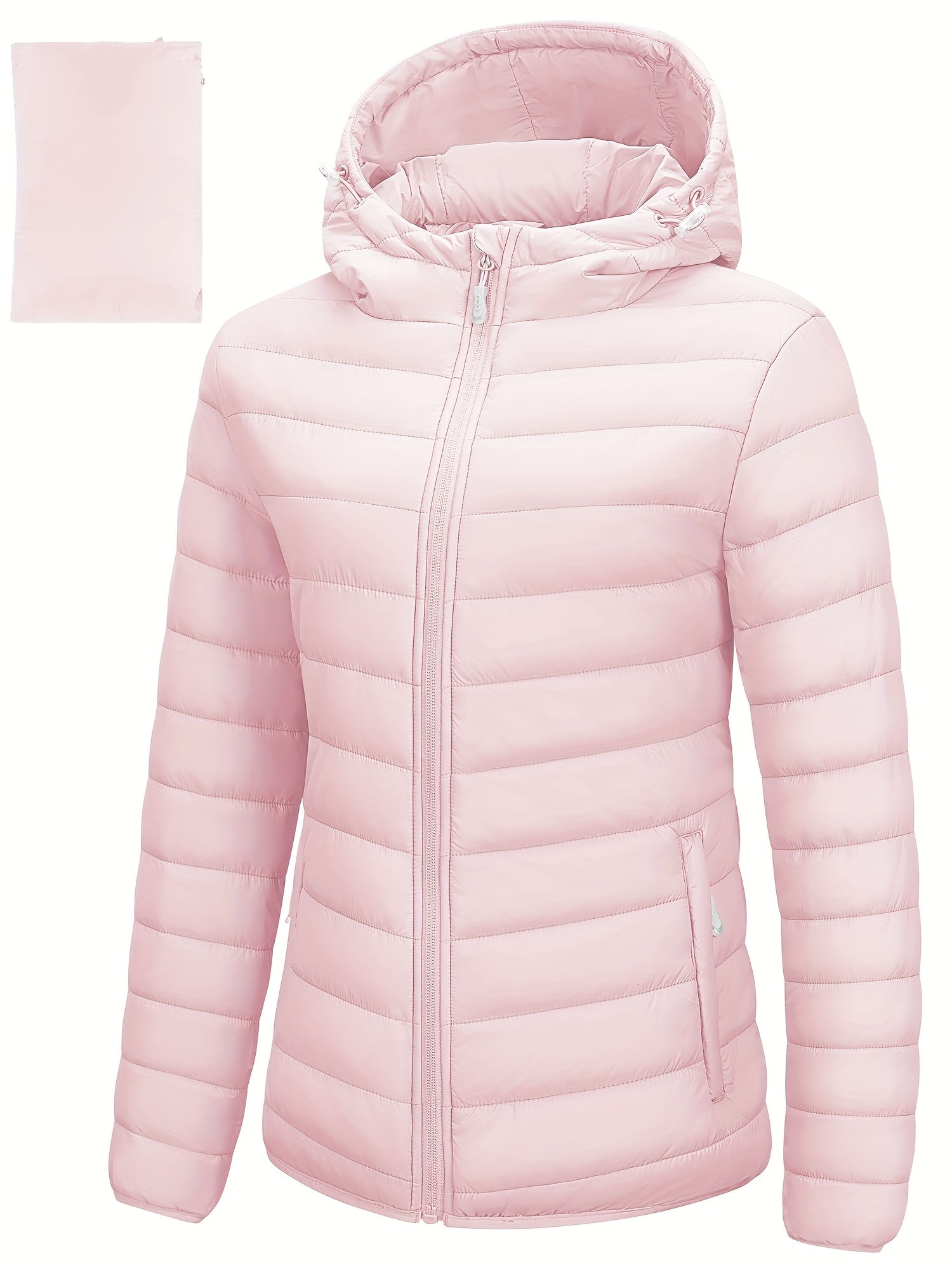 Women's Lightweight Packable Quilted Puffer Jacket with Hood Pink Winter Coat