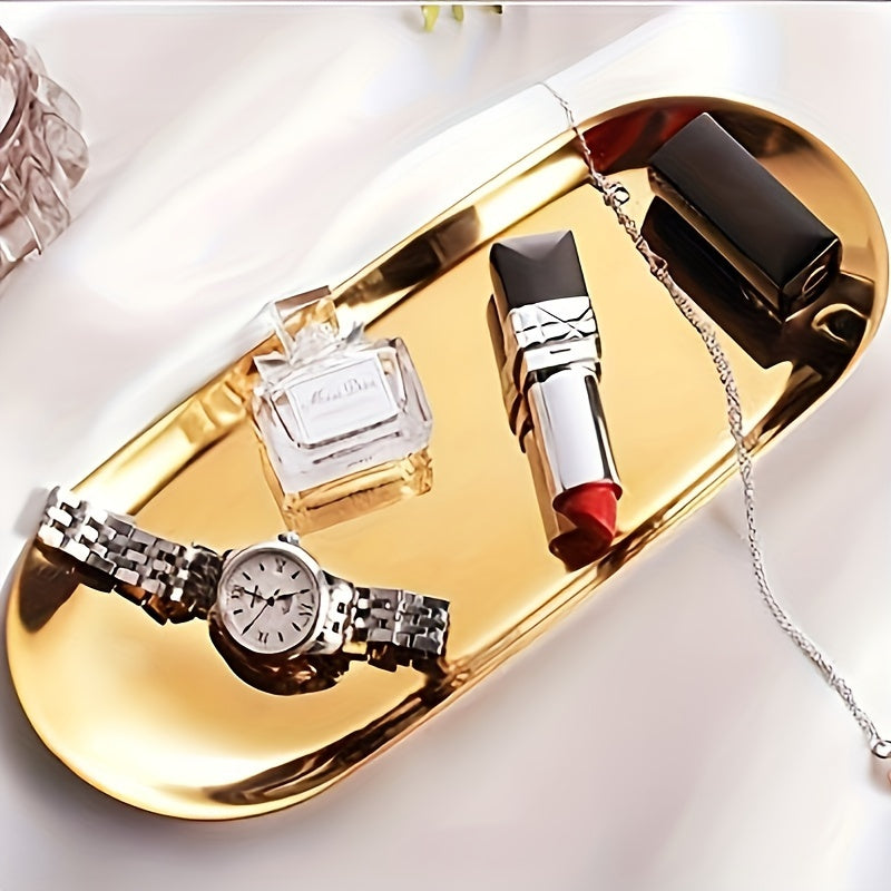 Stainless Steel Oval Serving Tray Minimalist Durable Easy to Clean for Bread Desserts Snacks