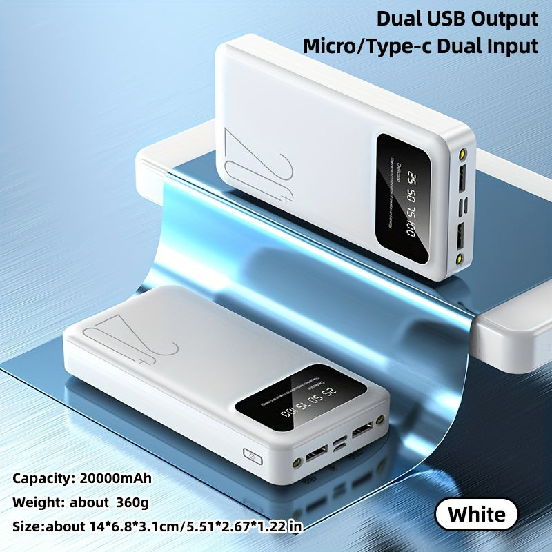 20000mAh Power Bank with Dual Input and Output Ports Rechargeable Lithium Polymer Battery