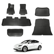 Car Floor Mats for Tesla Model Y 2019-2024 Waterproof Non-Slip TPE 6pcs Set