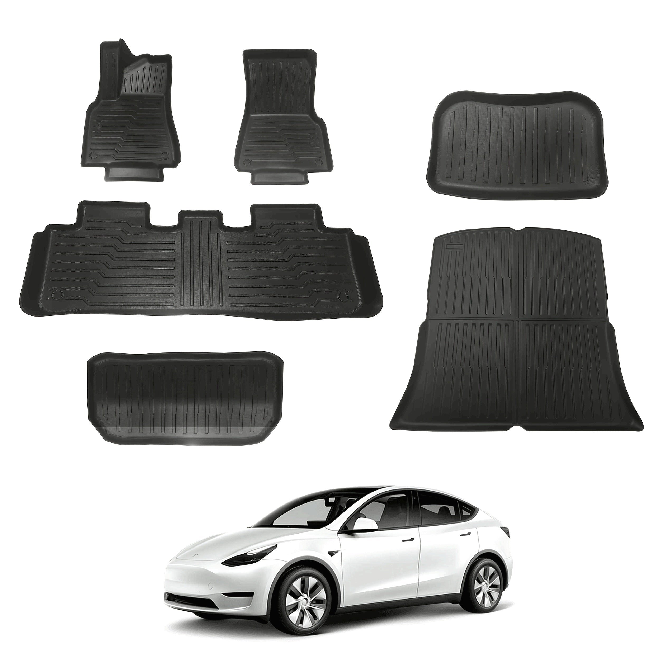 Car Floor Mats for Tesla Model Y 2019-2024 Waterproof Non-Slip TPE 6pcs Set
