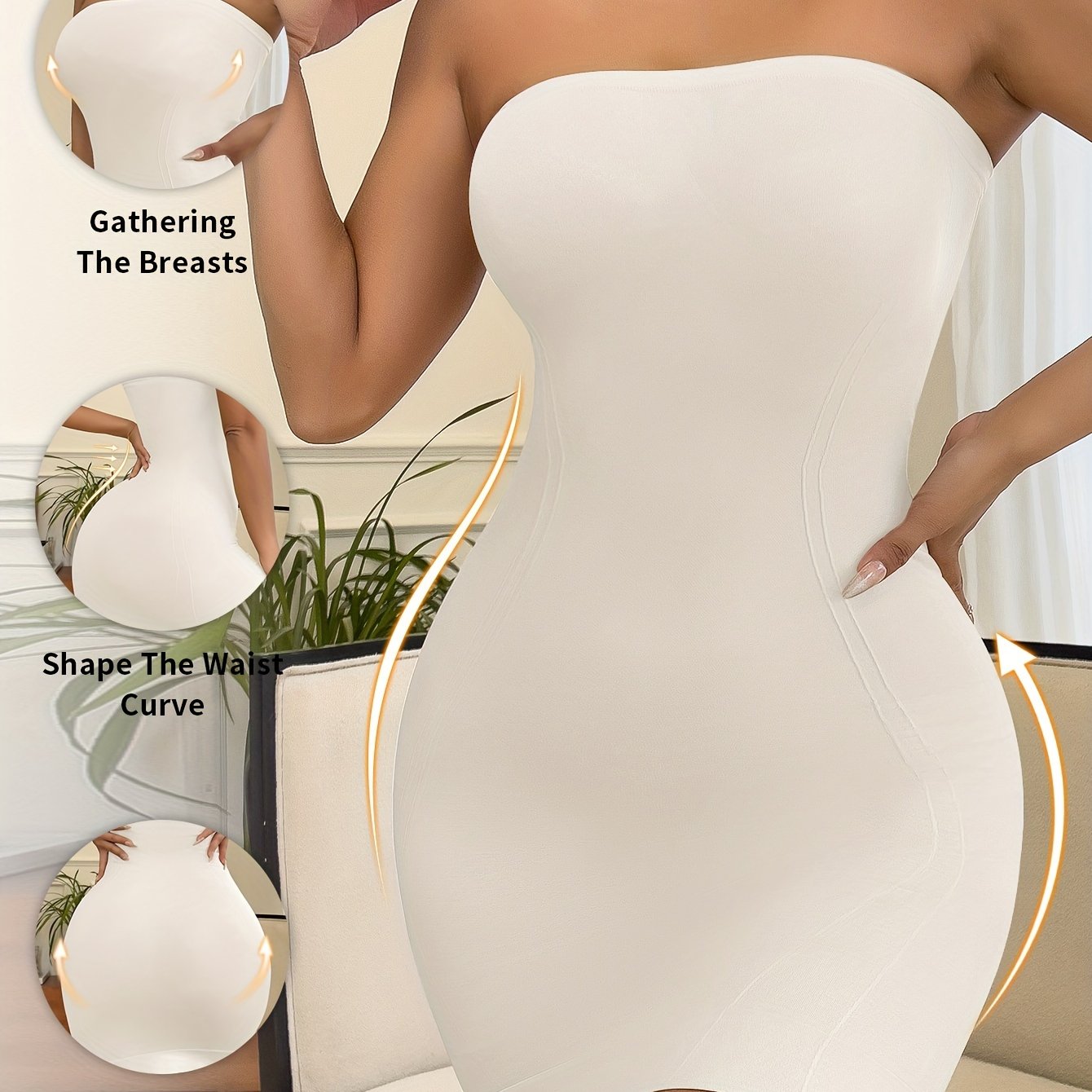 Women's Seamless Nylon Shapewear Bodysuit Dress for Slimming and Lifting