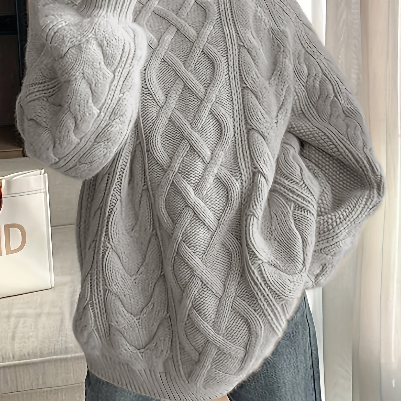 Plus-Size Women's Loose Fitting Knit Sweater Long Sleeve Casual Pullover