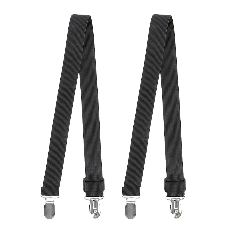 Pair of Quilt Holder Straps Adjustable Bed Sheet Clips Woven Fabric Elastic Bands