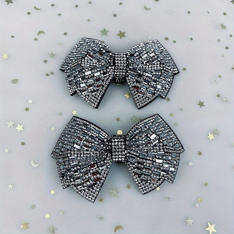 2pcs Black Polyester Bowknot Shoe Charms Removable Butterfly Knot Decorations