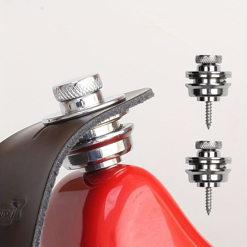 Guitar Strap Locks Set for Electric Acoustic Folk and Bass Guitars Black Silver Grey