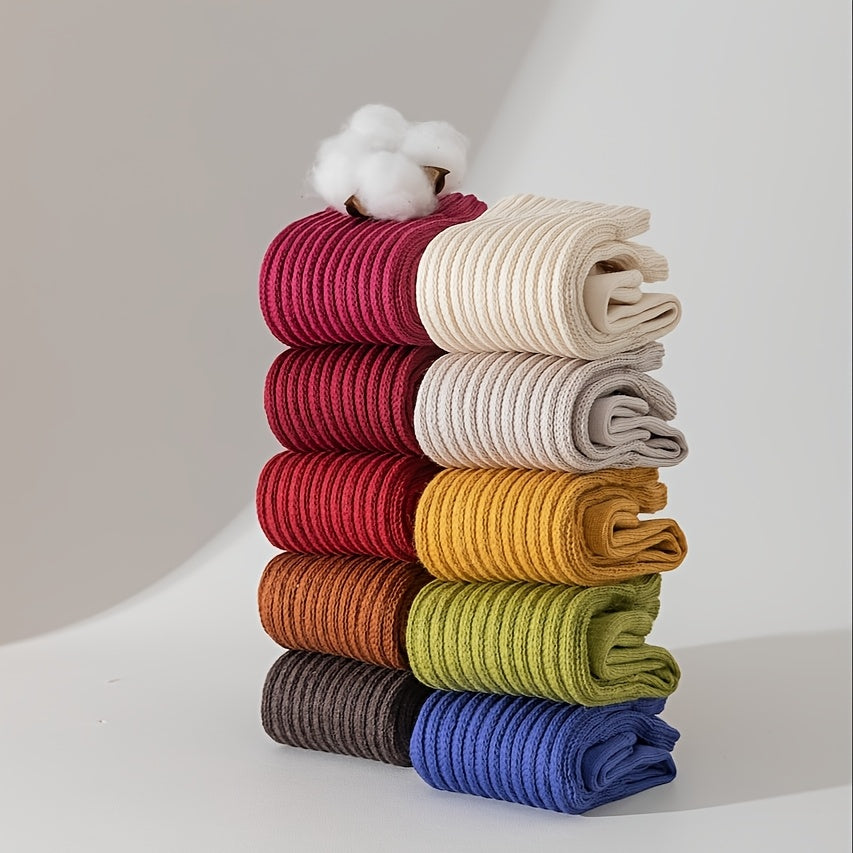 Men's and Women's Retro College Style Knit Socks Breathable Thick All-Season Cotton