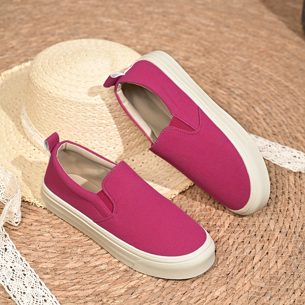 Women's Slip-On Loafers Breathable Flannel Upper Casual All-Season Shoes