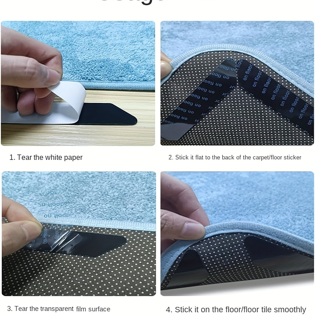 Reusable Washable Rug Pads for Non-Slip Corner Gripping on Hardwood Tile Carpet Black