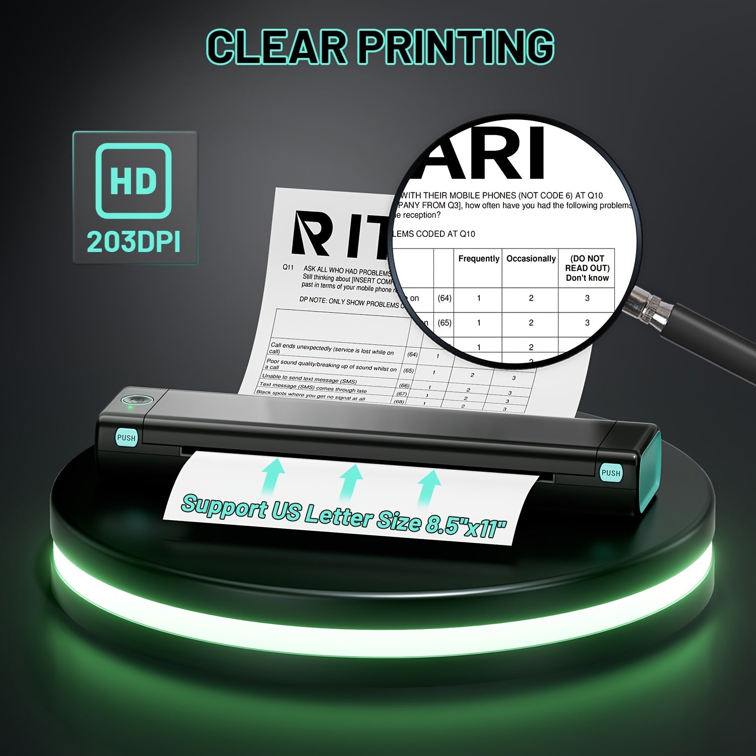 Portable Wireless Thermal Printer for Android iOS and Laptop US Letter Size