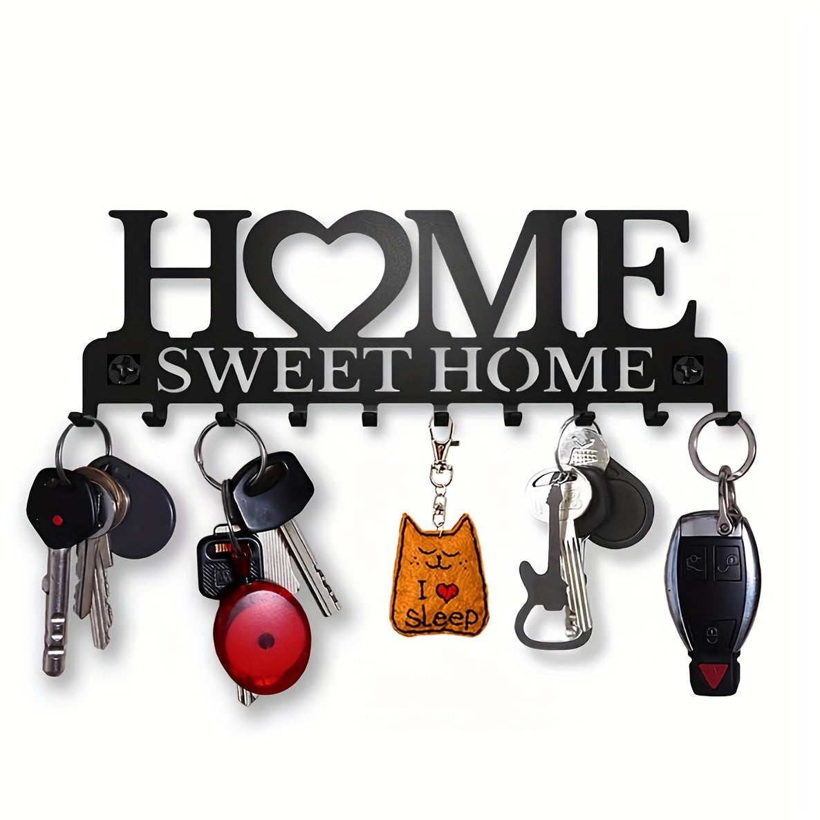 Qora metall devor uchun qulf va bezakli tutqichlar bilan kiyimlar, shlyapalar va uy uchun saqlash uchun tashkilotchi