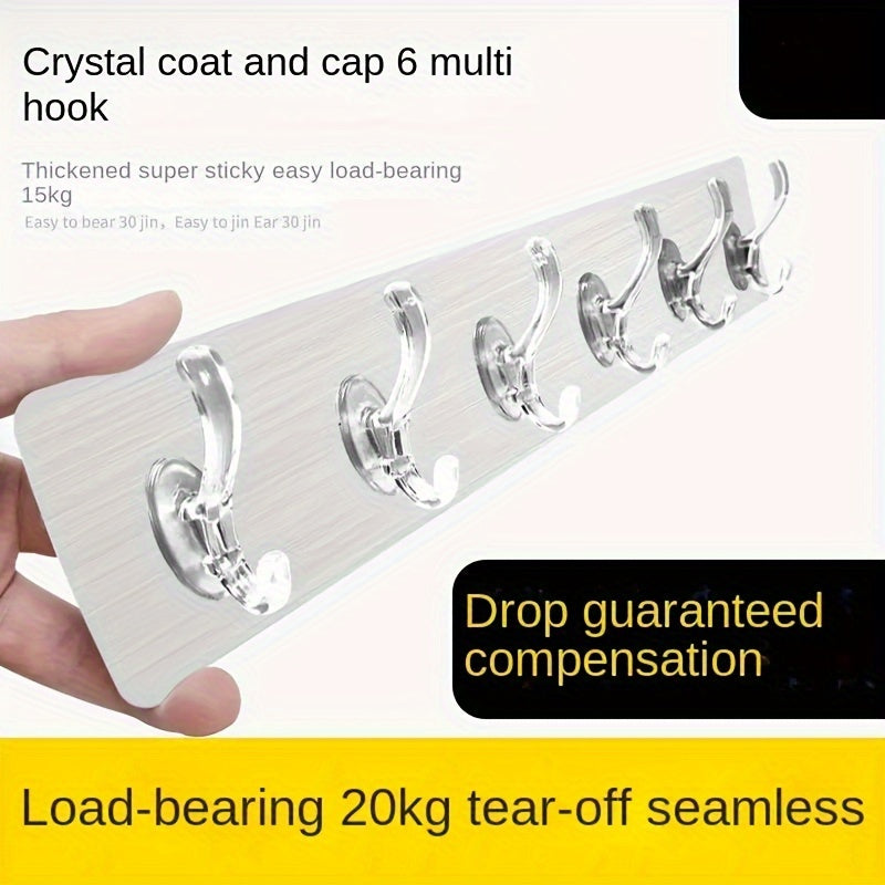 Adhesive Transparent Hook Set with Six Waterproof Seamless Hooks