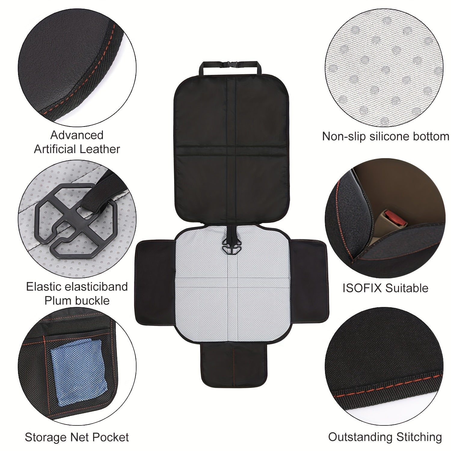 Funda de asiento de coche de cuero PU transpirable de lino, impermeable, antideslizante, cojín delantero