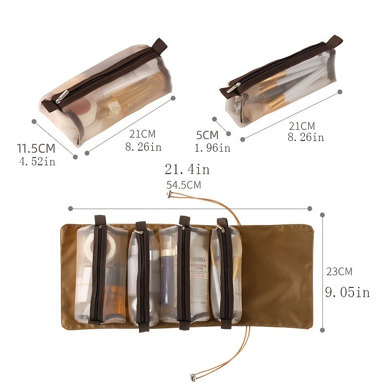 Large Capacity Waterproof Cosmetic Bag with Mesh, Foldable, Washable and Lightweight