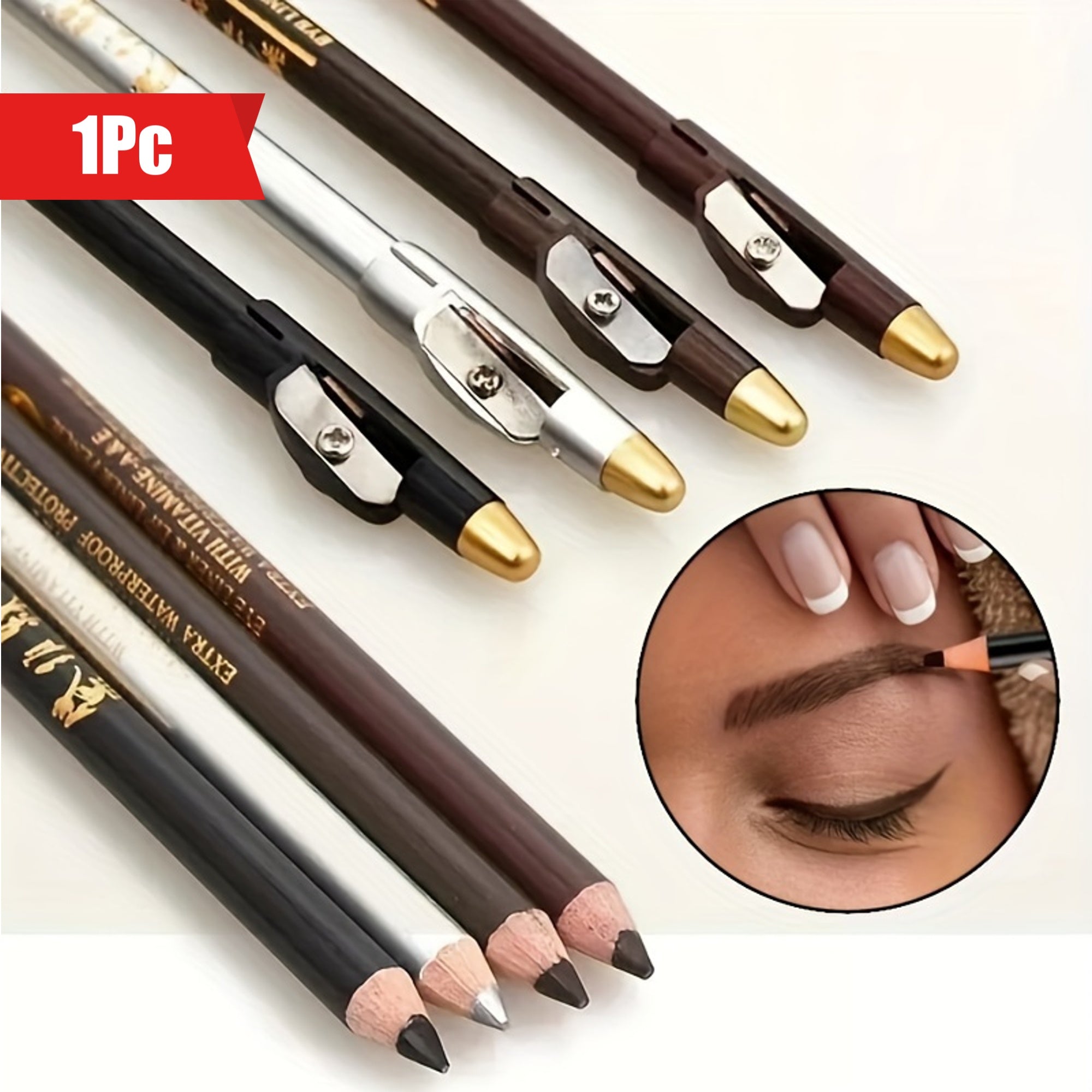 Women Waterproof Eyebrow Pencil and Eyeliner with Sharpener