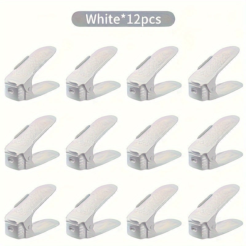 Регулируемый пластиковый стеллаж для хранения обуви с двойным слоем и вместимостью от 1 до 20