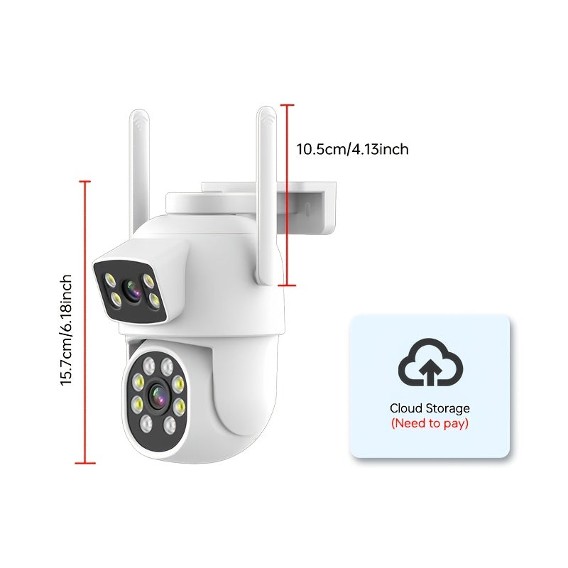 Dual Lens 4MP WiFi Security Cameras with 360° PTZ Two-Way Audio Night Vision and Motion Alerts