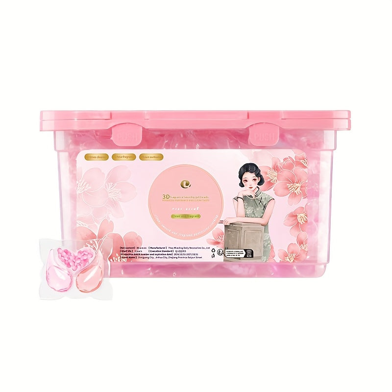 Pods de detergente para ropa de 80 unidades, 3 en 1, limpieza profunda, con fragancia, ingredientes naturales