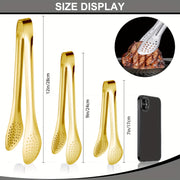 Set of 6 Stainless Steel Buffet Tongs in 7, 9, and 12 Inches