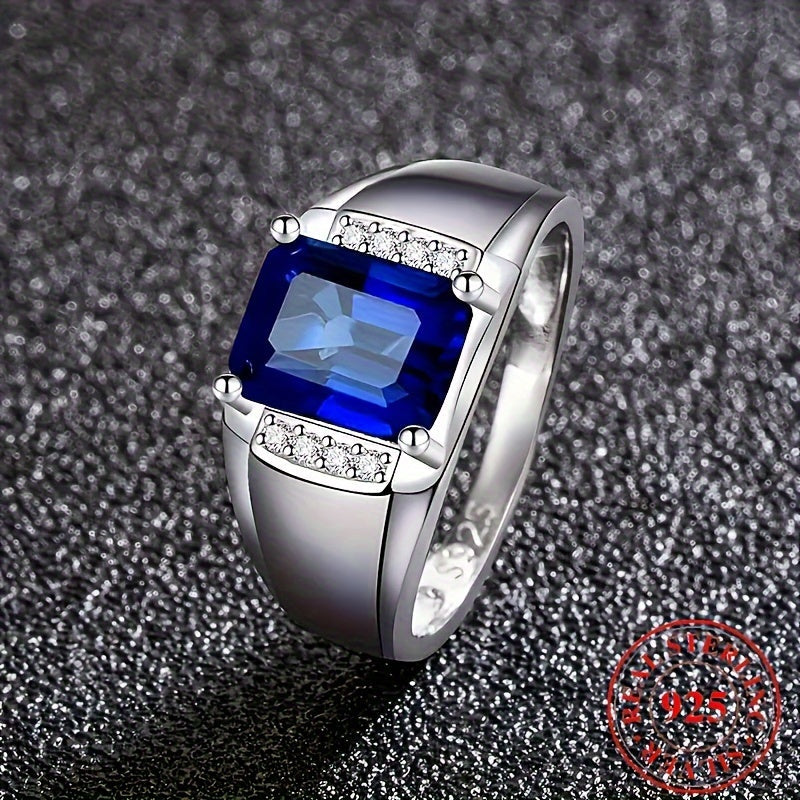 Обручальное кольцо с посеребрением 925 пробы с квадратным кубическим цирконием для предложения и юбилея