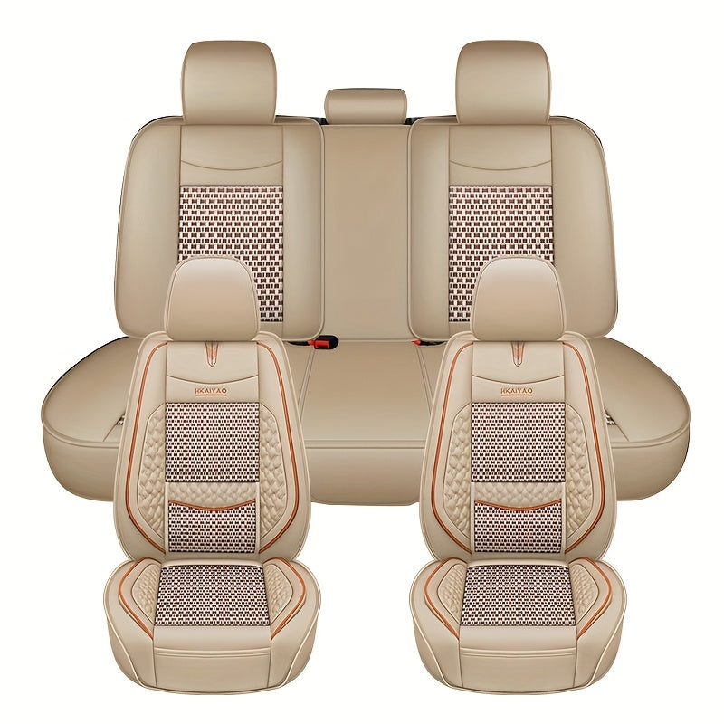 Universal Four Seasons Wear-Resistant Leather Seat Cover Set with Ice Slicky Material