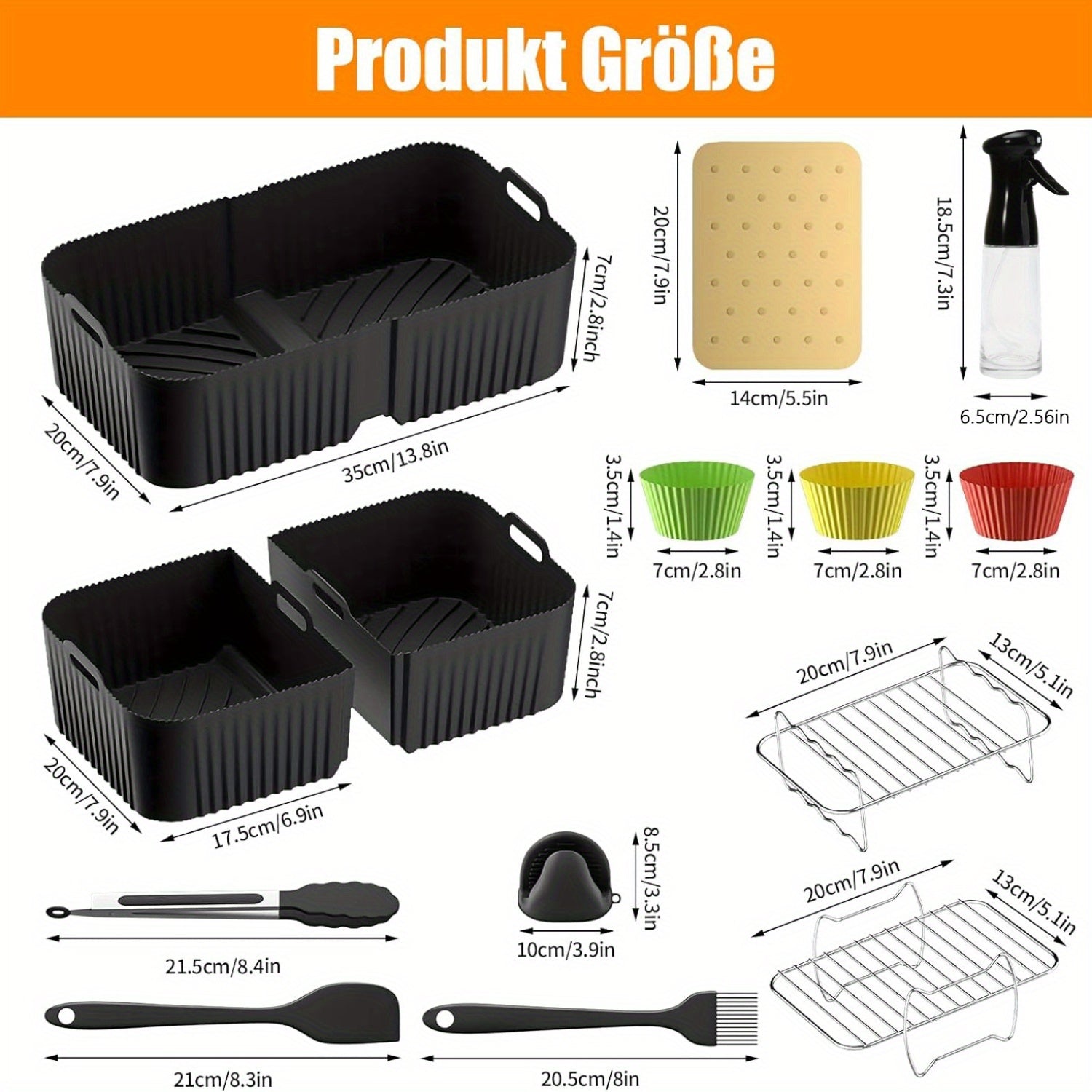 Air Fryer Accessories Set Includes Silicone Molds for 10.4L and 5.2L Air Fryers