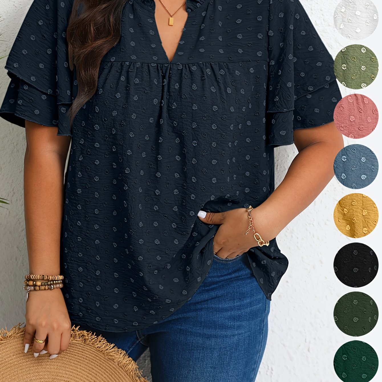 Plus Size Women's Casual Shirt Forest Green Size 1X