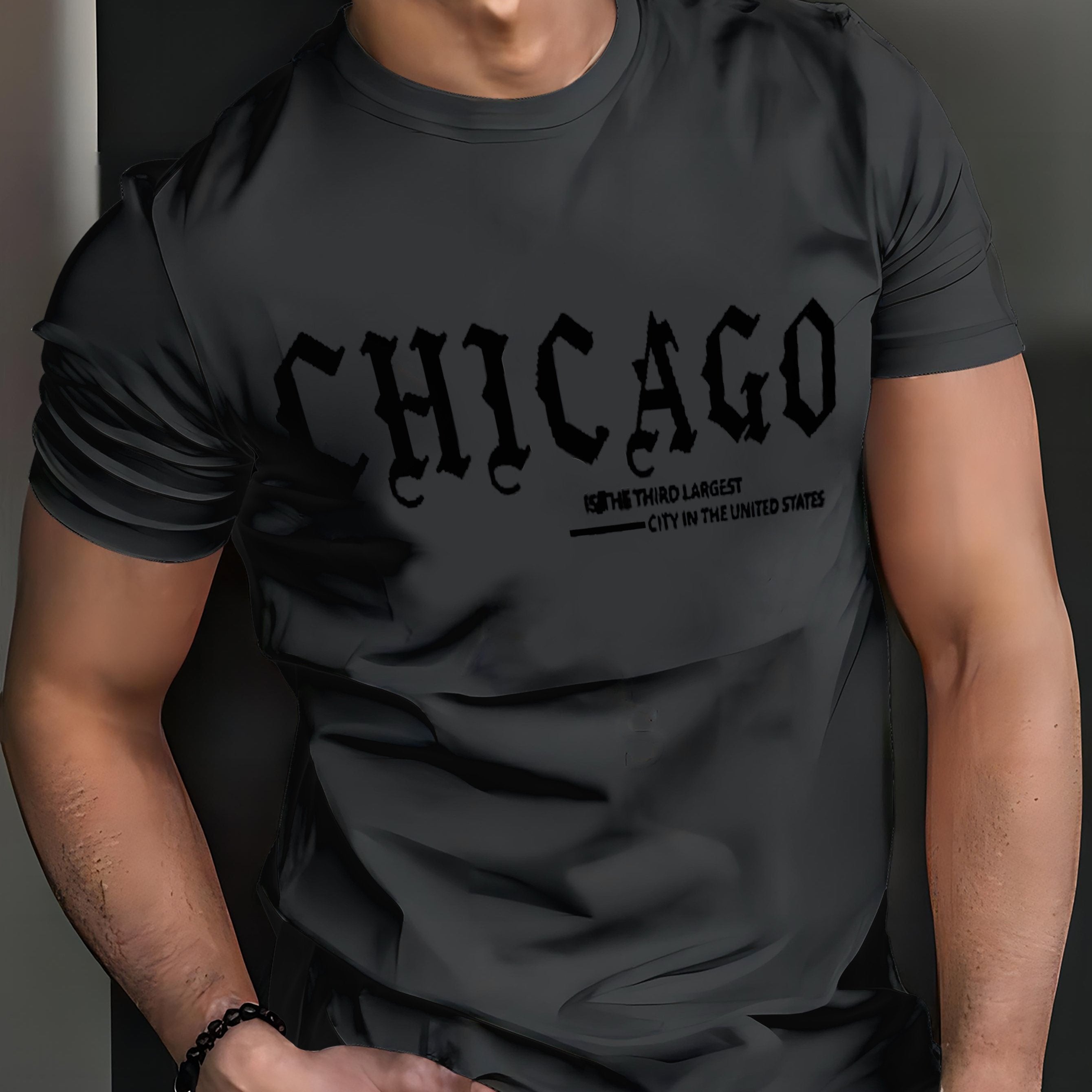 Мужская футболка с коротким рукавом и круглым вырезом большого размера, легкая летняя повседневная, полиэстер, принт