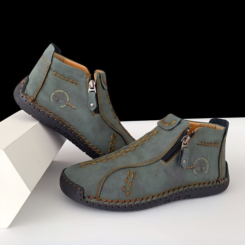 Женские ботинки на щиколотке повседневные однотонные с молнией на плоской подошве, универсальные для всех сезонов