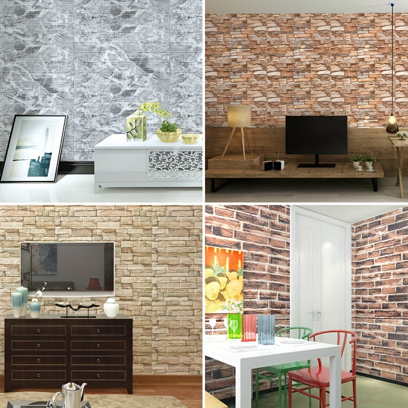 3D Wall Tile Stickers Waterproof Self-Adhesive Decorative Collision Prevention Ceiling Protection