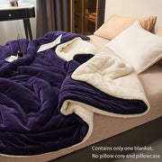 Deep Purple Milk Velvet Shearling Throw Blanket Double-Layered Cozy Warm Soft Machine Washable